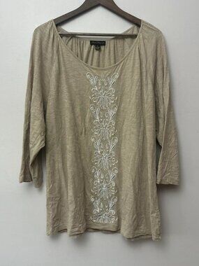Sweet Magnolia Tan/Beige Shirt with white design XL